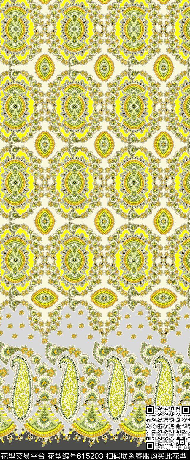 火腿花佩斯利腰果传统印花华亿平台下载（图片编号: 615203） - 瓦栏（Walan）