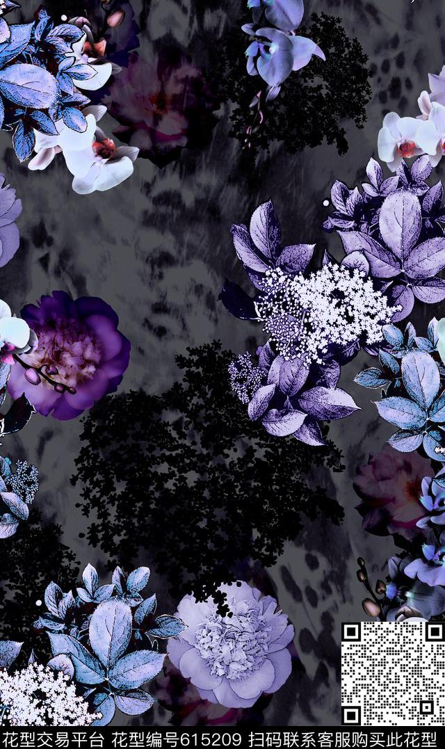 大花玫瑰女装数码印花华亿平台下载（图片编号: 615209） - 瓦栏（Walan）