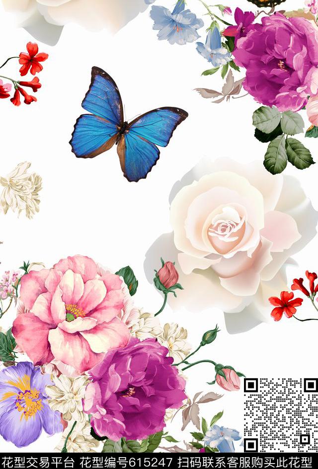 花朵花卉数码印花华亿平台下载（图片编号: 615247） - 瓦栏（Walan）
