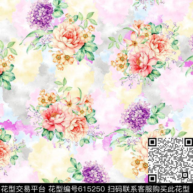时尚花卉优雅数码印花华亿平台下载（图片编号: 615250） - 瓦栏（Walan）