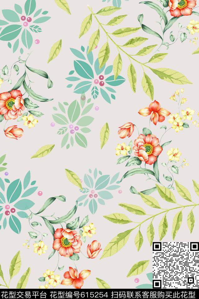 花鸟花朵花卉数码印花华亿平台下载（图片编号: 615254） - 瓦栏（Walan）