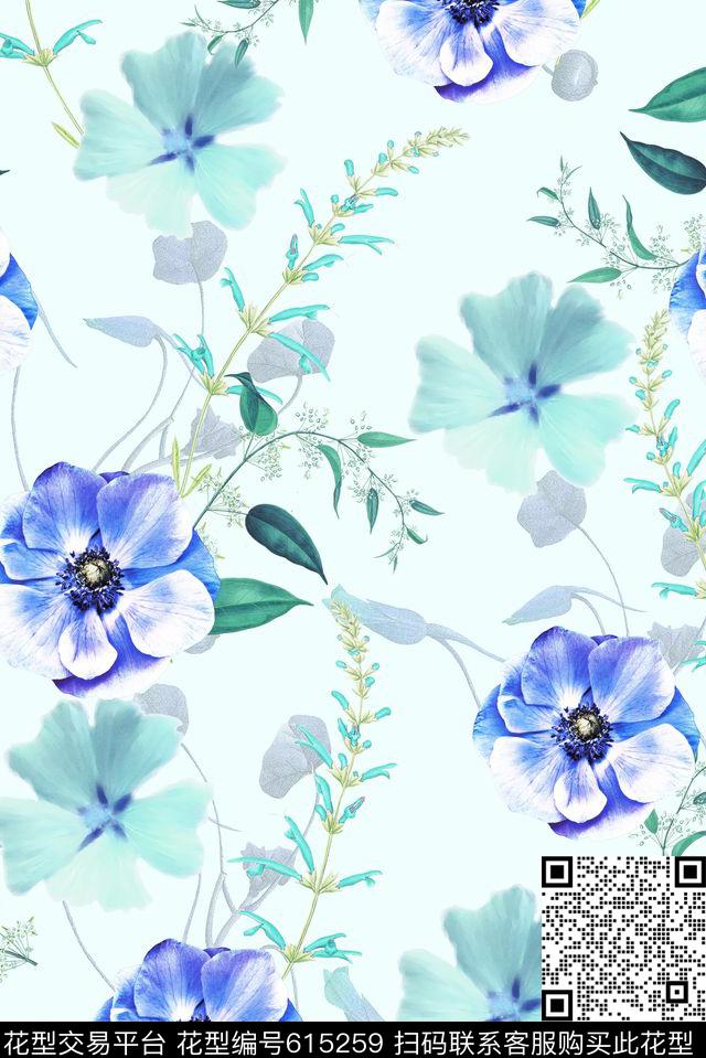 水彩小碎花花卉数码印花华亿平台下载（图片编号: 615259） - 瓦栏（Walan）