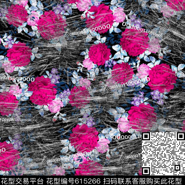 花朵未来数字文字数码印花华亿平台下载（图片编号: 615266） - 瓦栏（Walan）