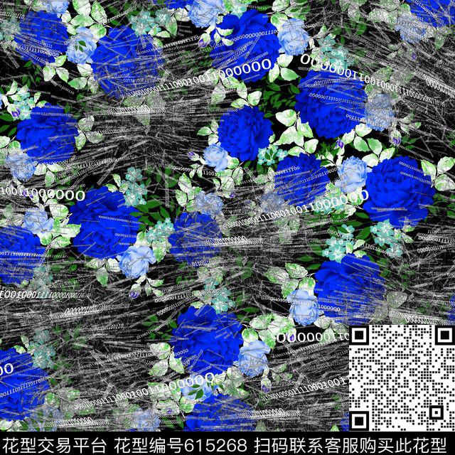 花朵未来数字文字数码印花华亿平台下载（图片编号: 615268） - 瓦栏（Walan）