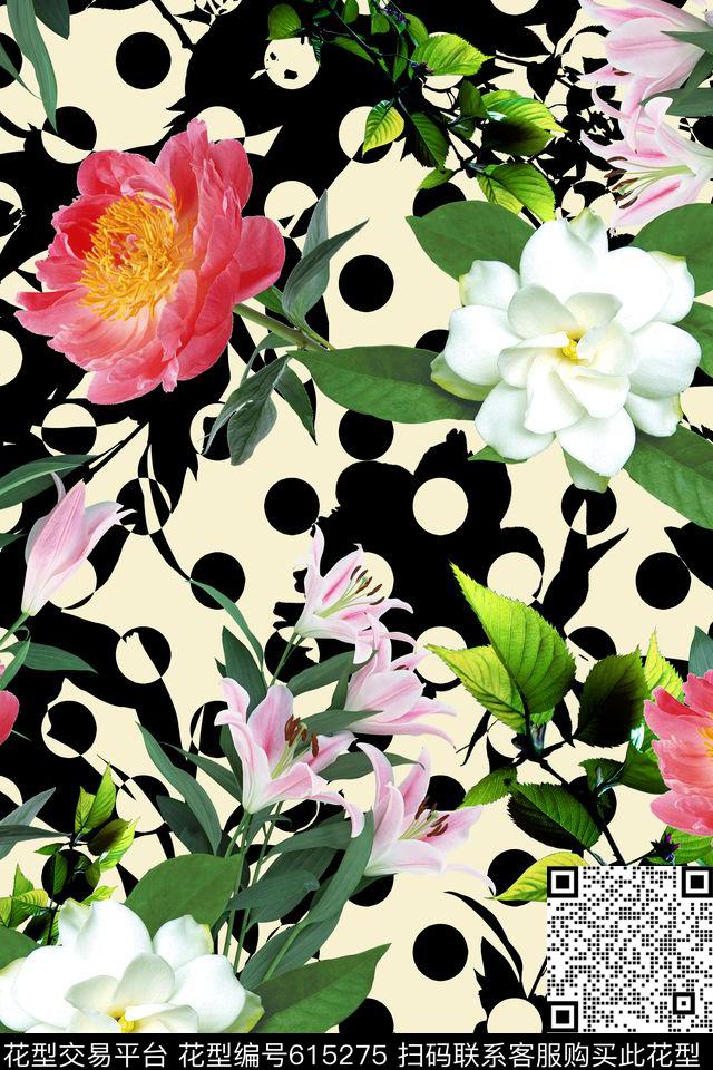 兰花花朵花卉数码印花华亿平台下载（图片编号: 615275） - 瓦栏（Walan）