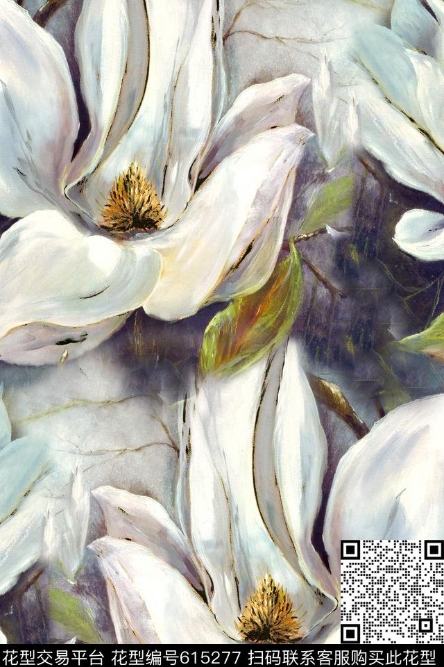 大花兰花花卉数码印花华亿平台下载（图片编号: 615277） - 瓦栏（Walan）