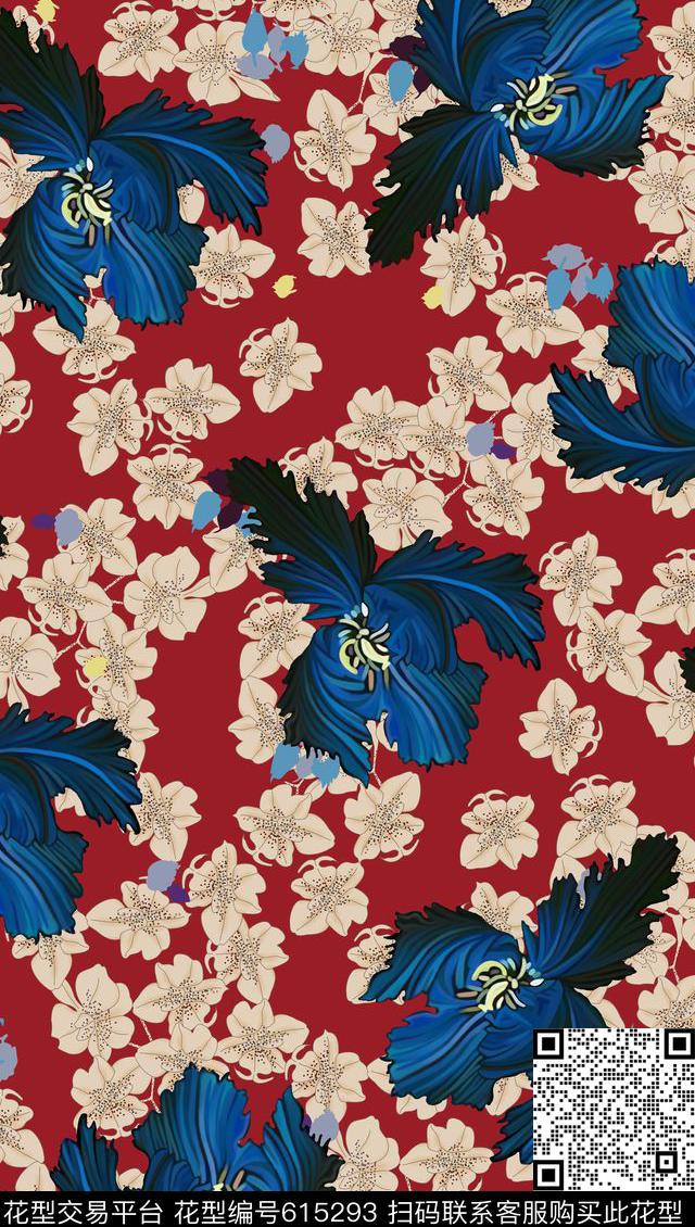 花瓣兰花花朵数码印花华亿平台下载（图片编号: 615293） - 瓦栏（Walan）