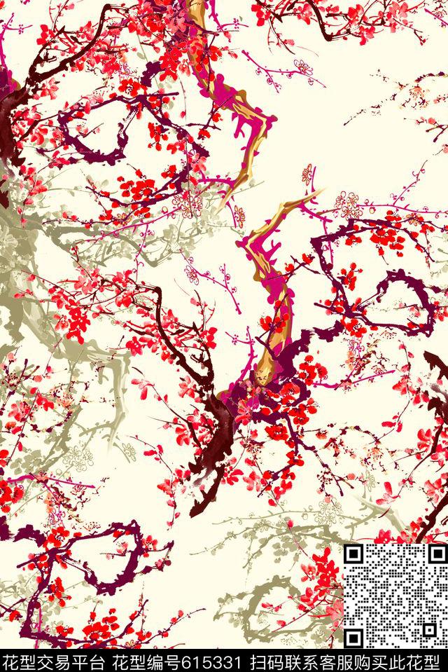 水彩花朵花卉数码印花华亿平台下载（图片编号: 615331） - 瓦栏（Walan）