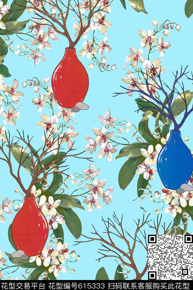 水彩花朵花卉数码印花华亿平台下载（图片编号: 615333） - 瓦栏（Walan）