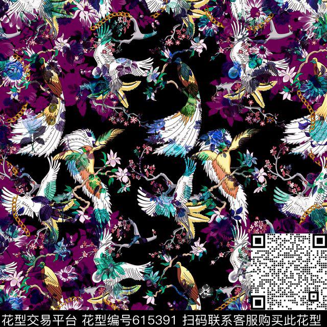 鹦鹉金属链条数码印花华亿平台下载（图片编号: 615391） - 瓦栏（Walan）