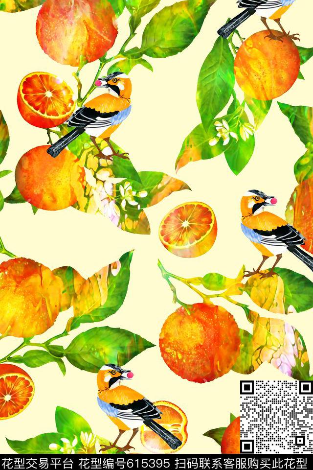 鸟纹理花女装裙数码印花华亿平台下载（图片编号: 615395） - 瓦栏（Walan）