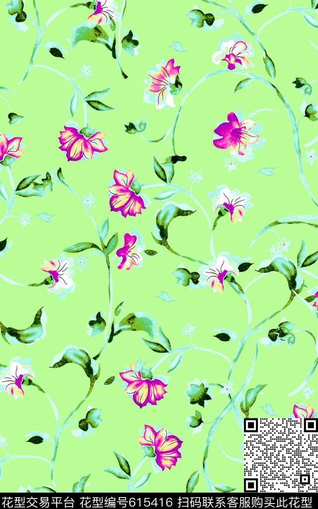 花朵小清新小碎花数码印花华亿平台下载（图片编号: 615416） - 瓦栏（Walan）