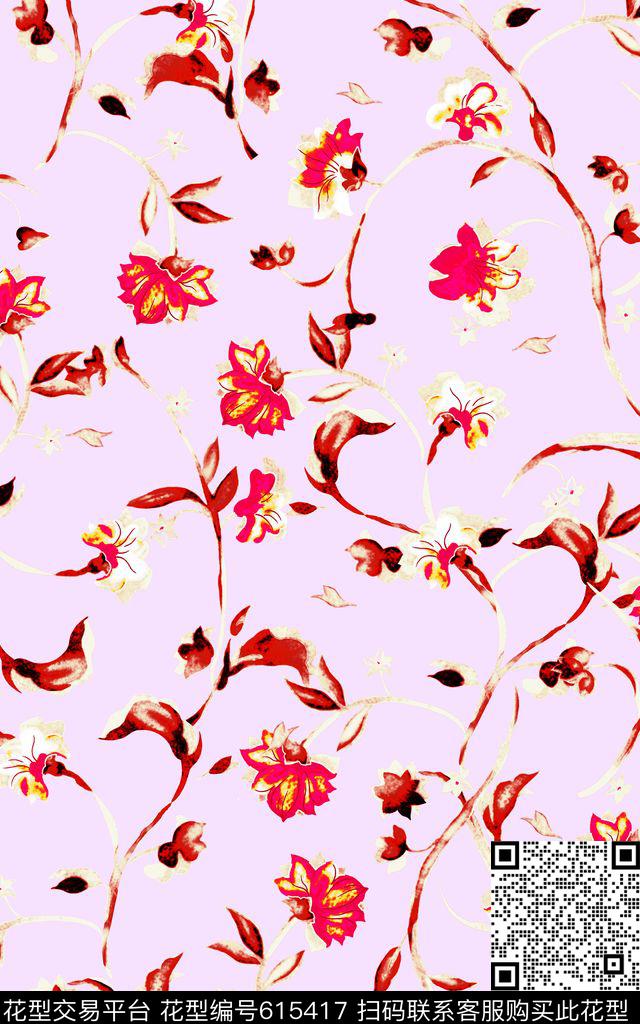 花朵小清新小碎花数码印花华亿平台下载（图片编号: 615417） - 瓦栏（Walan）