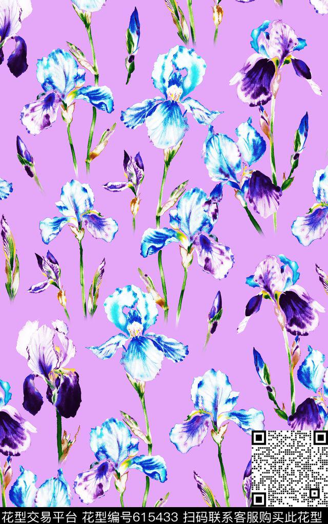 水仙花花朵小清新数码印花华亿平台下载（图片编号: 615433） - 瓦栏（Walan）