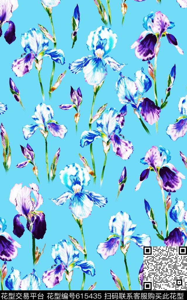 水仙花花朵小清新数码印花华亿平台下载（图片编号: 615435） - 瓦栏（Walan）