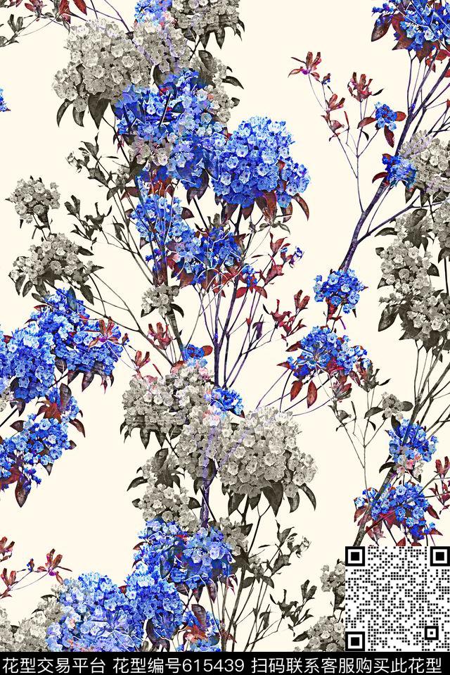 黑白彩色薰衣草数码印花华亿平台下载（图片编号: 615439） - 瓦栏（Walan）
