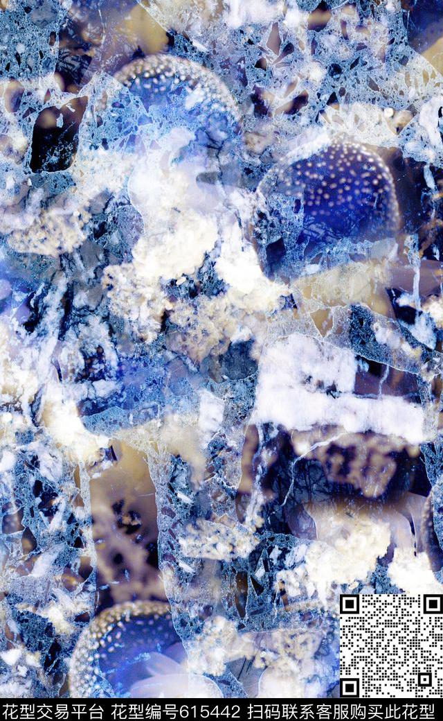 水母海洋世界抽象花卉数码印花华亿平台下载（图片编号: 615442） - 瓦栏（Walan）