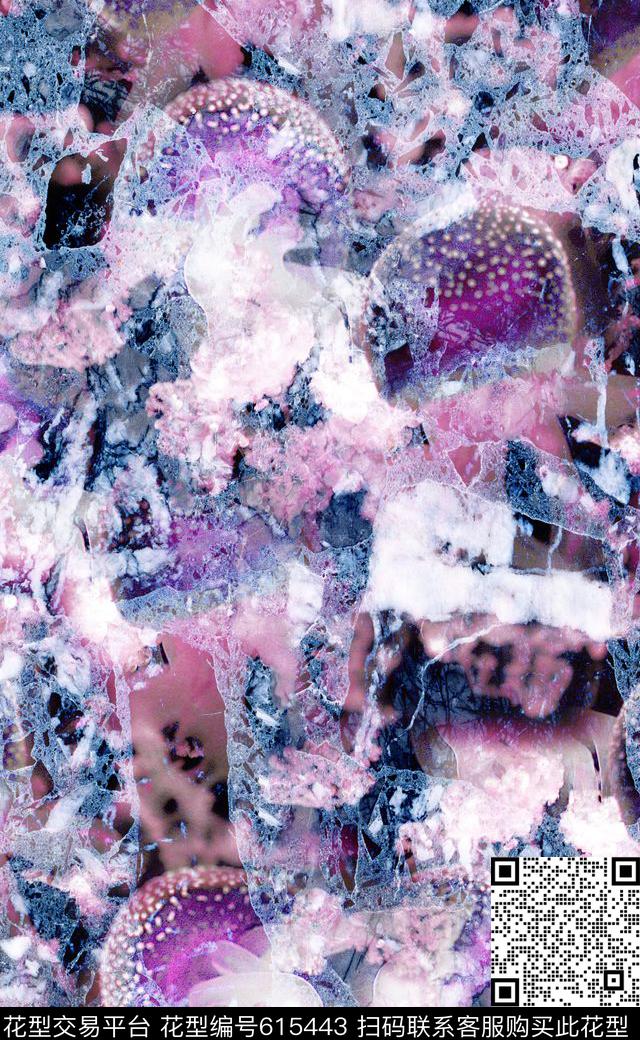 水母海洋世界抽象花卉数码印花华亿平台下载（图片编号: 615443） - 瓦栏（Walan）