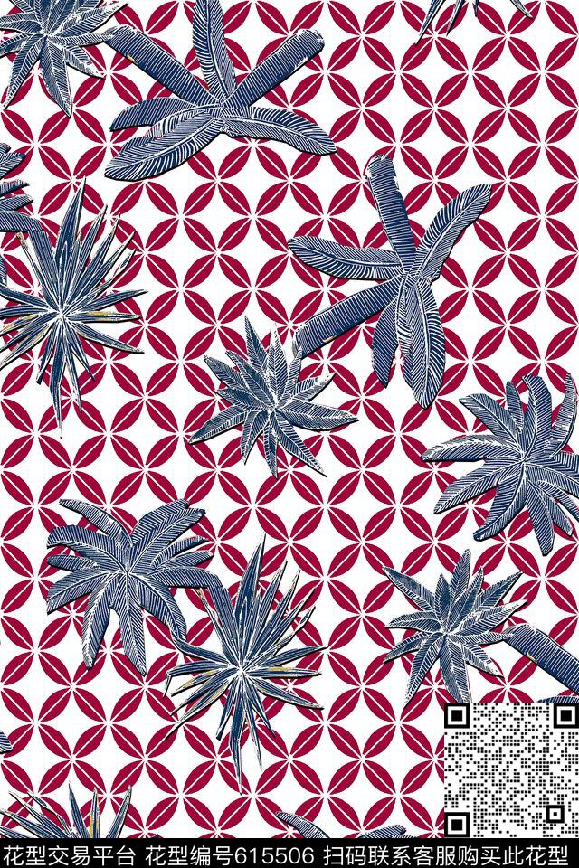 几何椰树传统华亿平台传统印花华亿平台下载（图片编号: 615506） - 瓦栏（Walan）