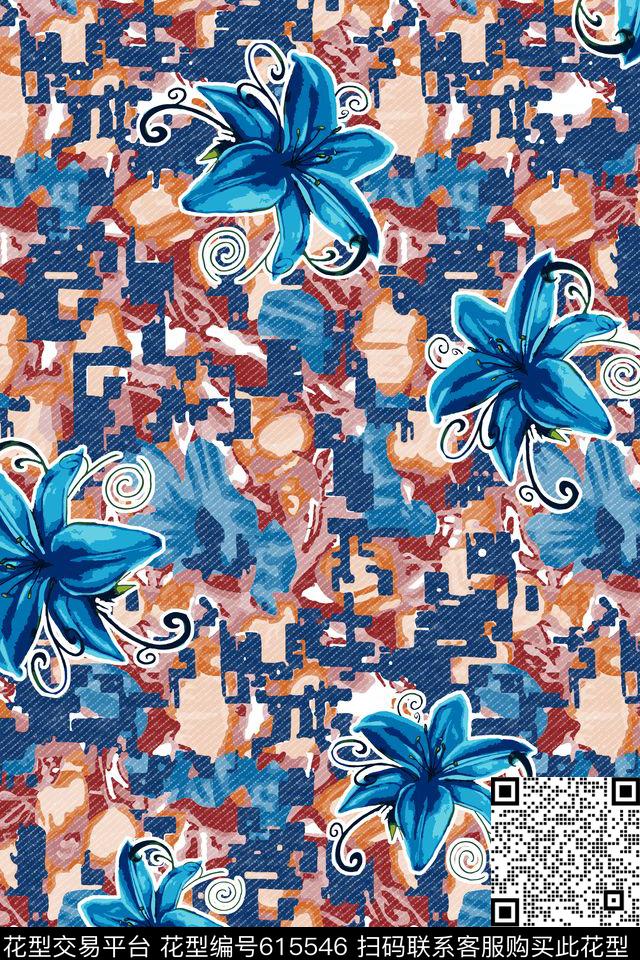 花卉女装斜纹数码印花华亿平台下载（图片编号: 615546） - 瓦栏（Walan）