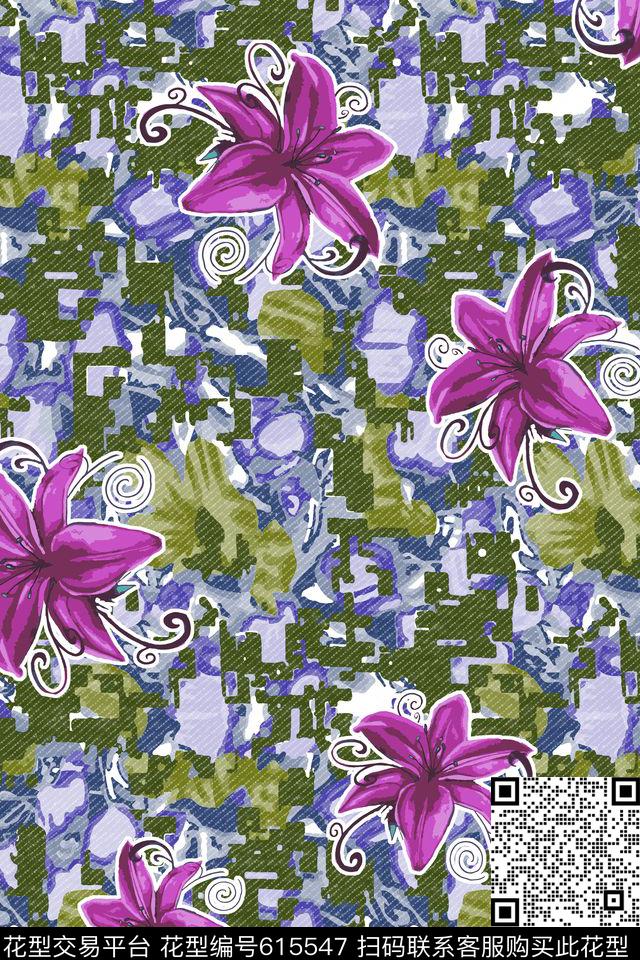 花卉女装斜纹数码印花华亿平台下载（图片编号: 615547） - 瓦栏（Walan）