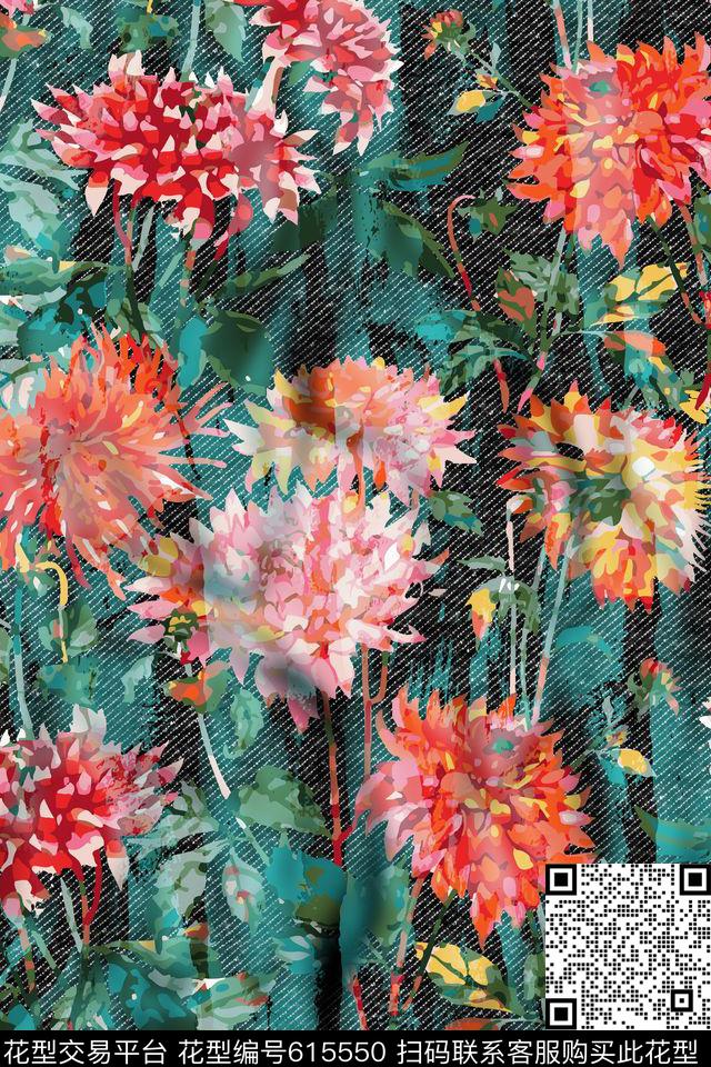 花卉女装斜纹数码印花华亿平台下载（图片编号: 615550） - 瓦栏（Walan）