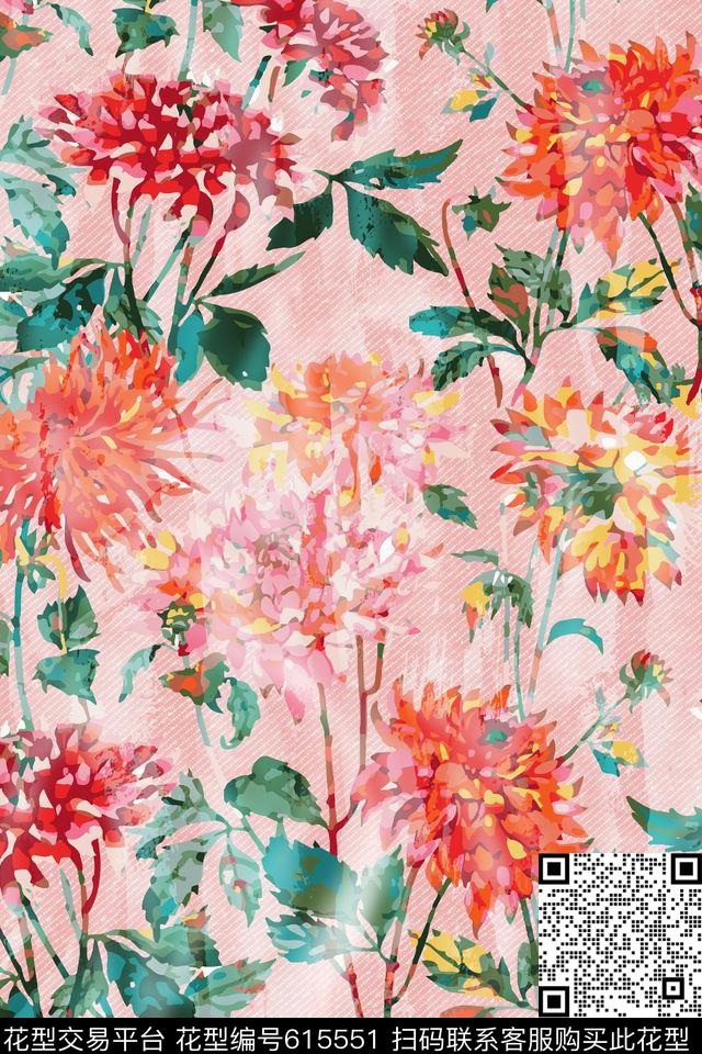 花卉女装斜纹数码印花华亿平台下载（图片编号: 615551） - 瓦栏（Walan）