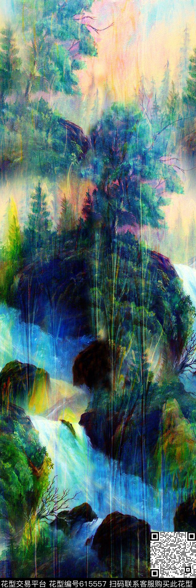 中老年定位山水数码印花华亿平台下载（图片编号: 615557） - 瓦栏（Walan）