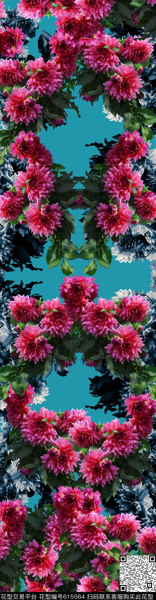 潮流时尚花朵花卉数码印花华亿平台下载（图片编号: 615564） - 瓦栏（Walan）