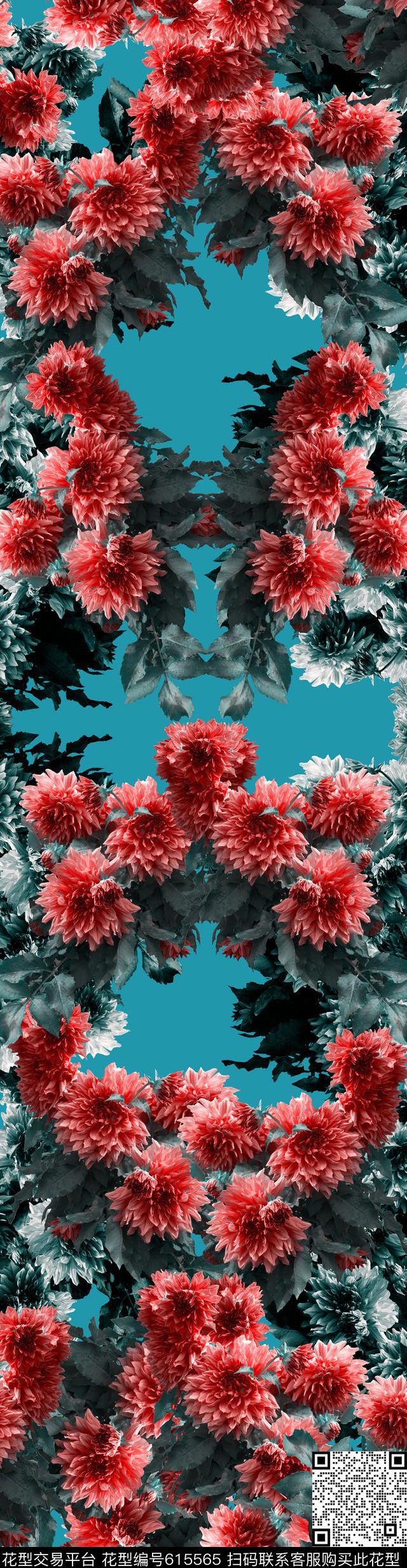 潮流时尚花朵花卉数码印花华亿平台下载（图片编号: 615565） - 瓦栏（Walan）