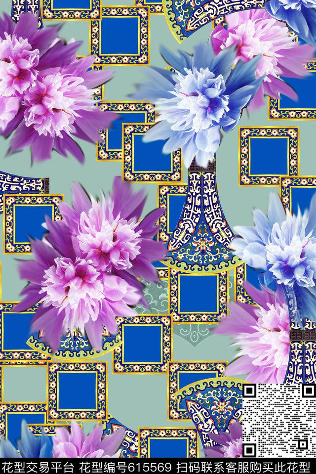 图腾中国风民族风数码印花华亿平台下载（图片编号: 615569） - 瓦栏（Walan）