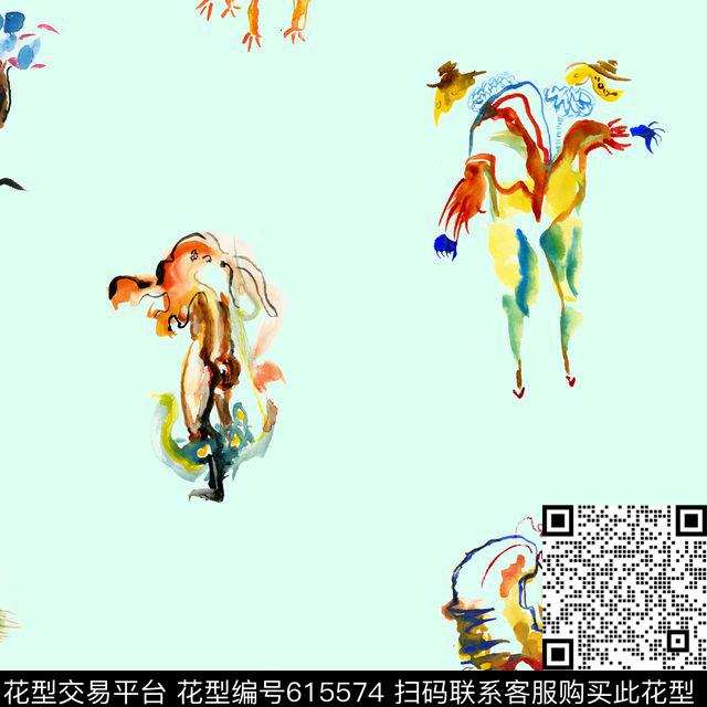 笔刷趣味春夏数码印花华亿平台下载（图片编号: 615574） - 瓦栏（Walan）