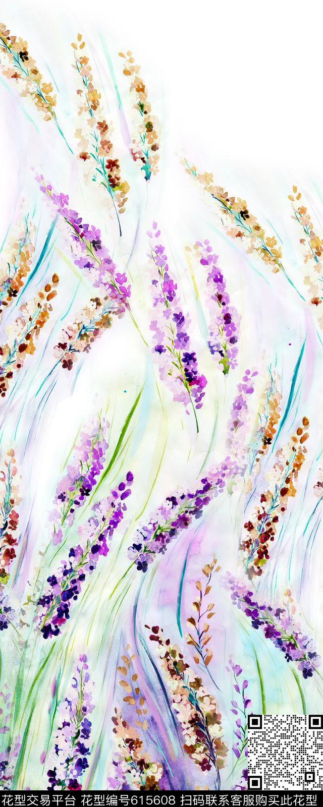 围巾华亿平台双边定位手绘数码印花华亿平台下载（图片编号: 615608） - 瓦栏（Walan）