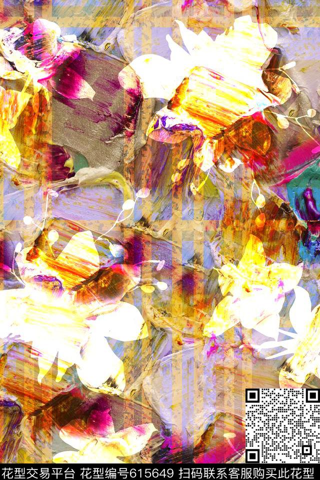 时尚抽象手绘油画印花时尚潮流女装裙子印花时尚艳丽印花数码印花华亿平台下载（图片编号: 615649） - 瓦栏（Walan）