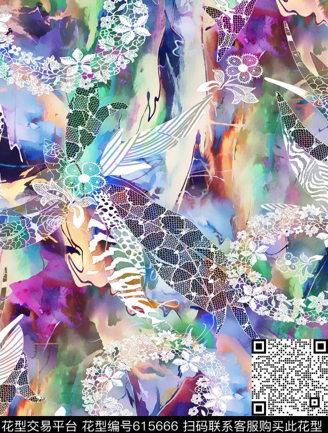 满版肌理蕾丝数码印花华亿平台下载（图片编号: 615666） - 瓦栏（Walan）