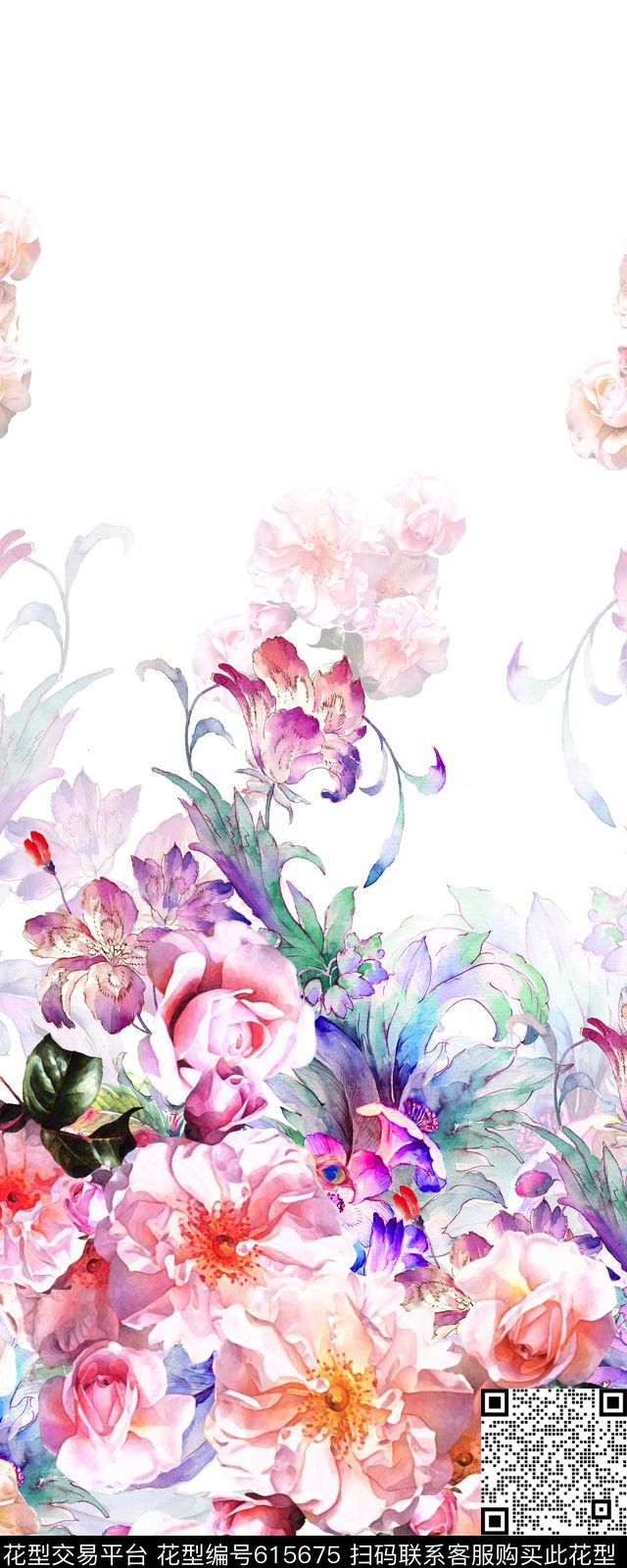 围巾华亿平台双边定位花卉数码印花华亿平台下载（图片编号: 615675） - 瓦栏（Walan）