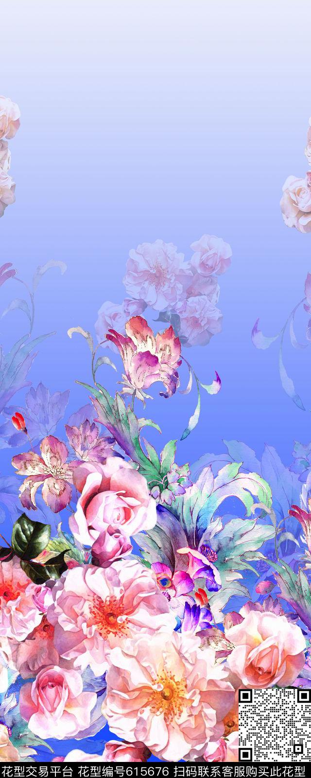 围巾华亿平台双边定位花卉数码印花华亿平台下载（图片编号: 615676） - 瓦栏（Walan）