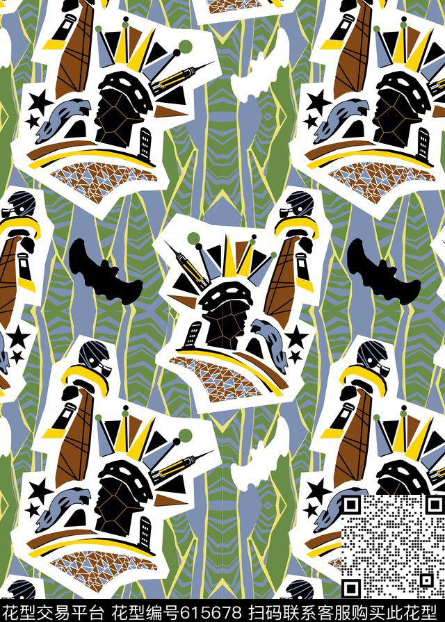 美式元素传统印花华亿平台下载（图片编号: 615678） - 瓦栏（Walan）