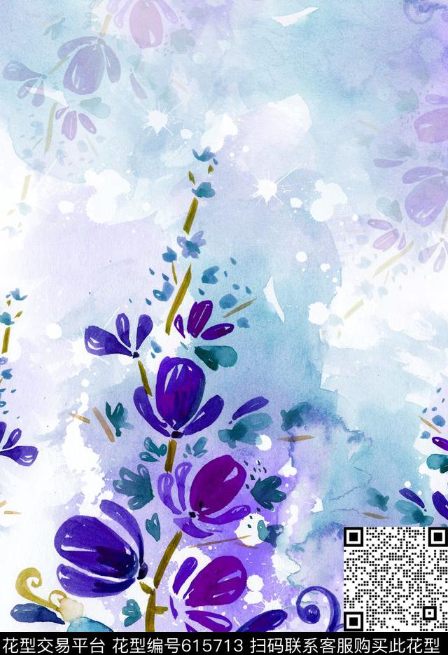 定位水彩手绘数码印花华亿平台下载（图片编号: 615713） - 瓦栏（Walan）