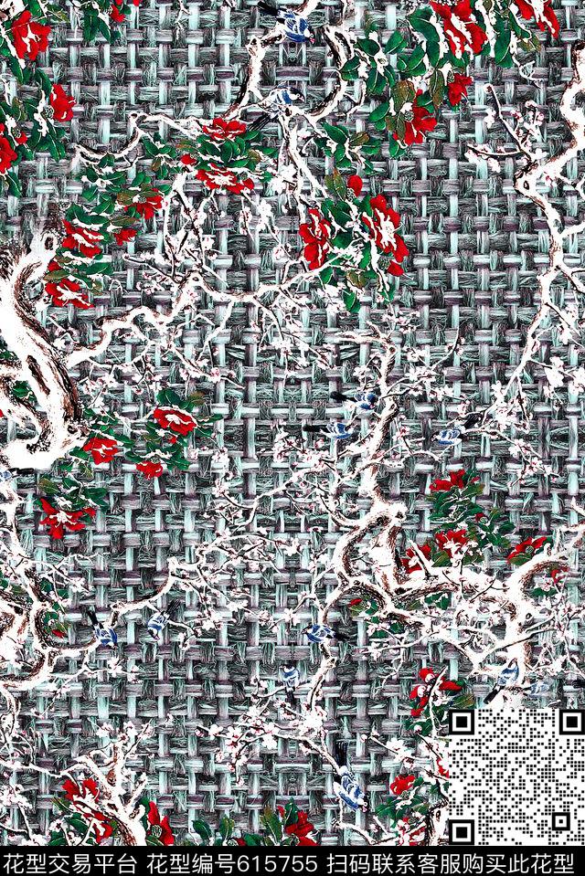 牛仔肌理趣味水墨数码印花华亿平台下载（图片编号: 615755） - 瓦栏（Walan）