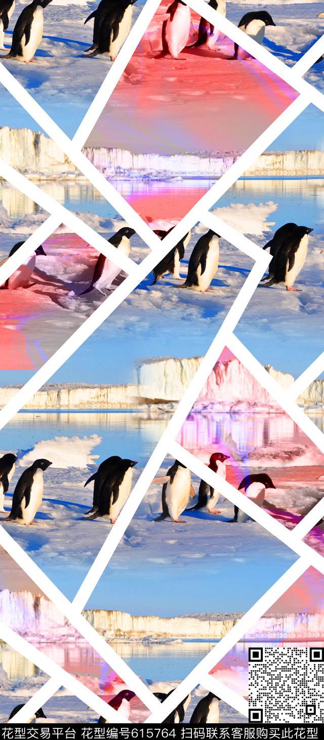 幻彩冰川企鹅几何拼贴泳装数码印花华亿平台下载（图片编号: 615764） - 瓦栏（Walan）