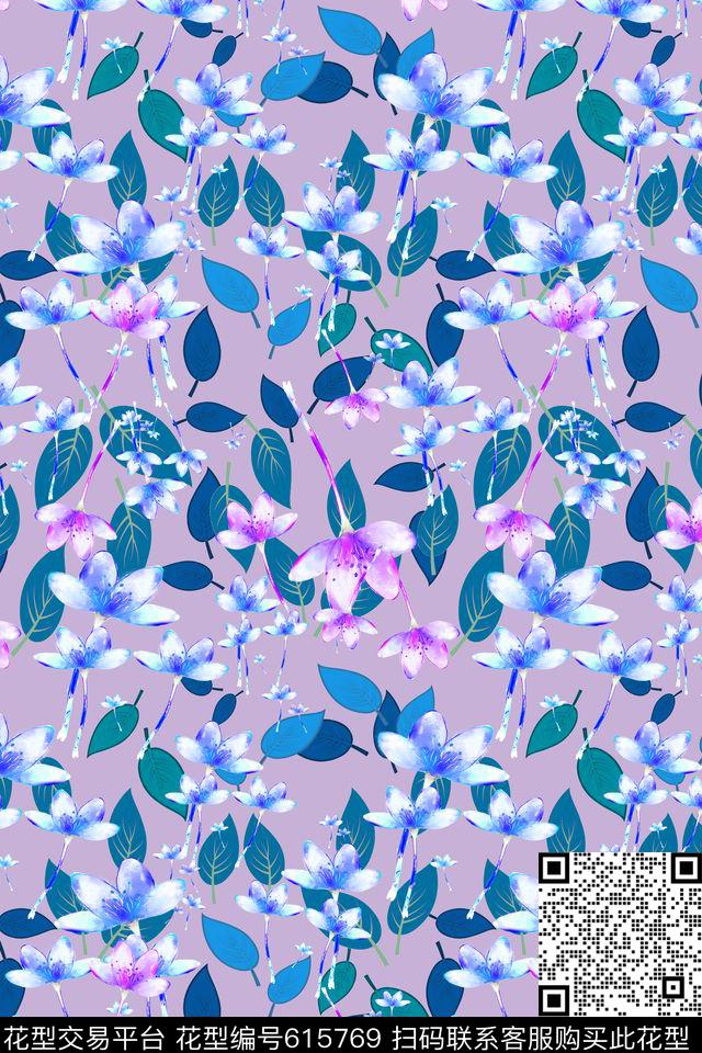 植物花卉多色可选水彩笔触数码印花华亿平台下载（图片编号: 615769） - 瓦栏（Walan）