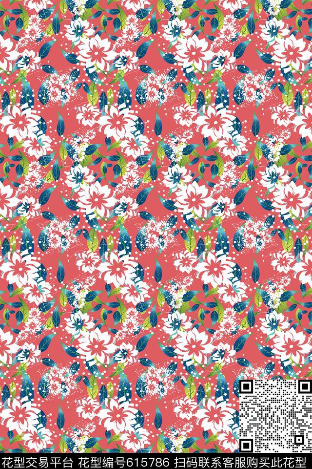 多色碎碎花卉叶子数码印花华亿平台下载（图片编号: 615786） - 瓦栏（Walan）