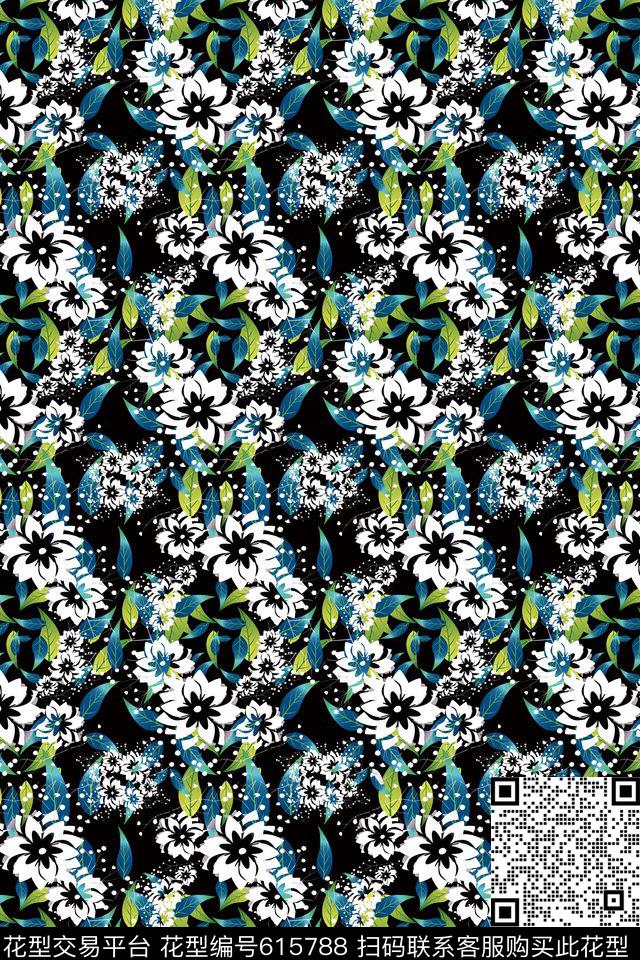 多色碎碎花卉叶子数码印花华亿平台下载（图片编号: 615788） - 瓦栏（Walan）