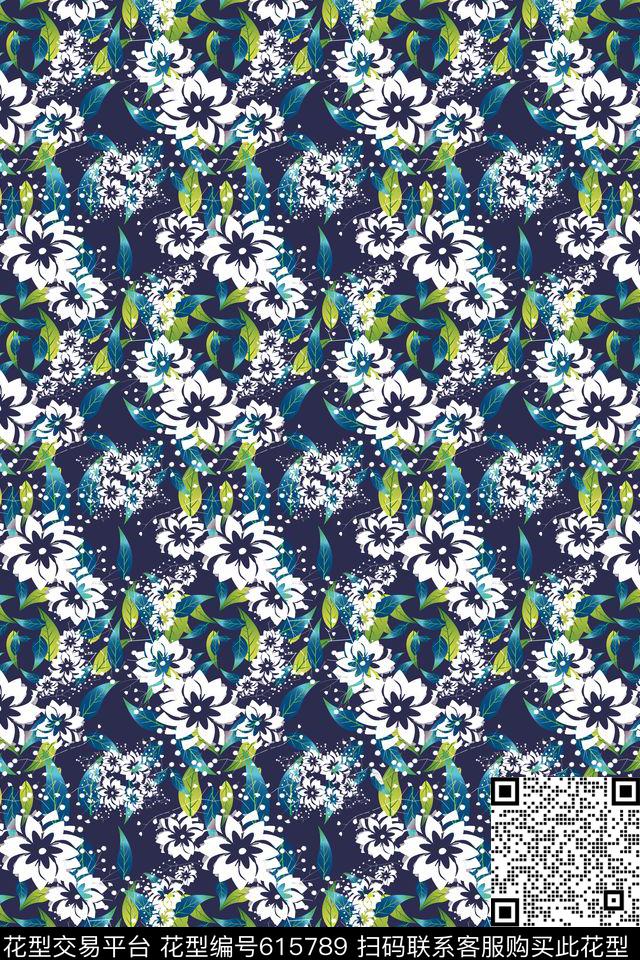 多色碎碎花卉叶子数码印花华亿平台下载（图片编号: 615789） - 瓦栏（Walan）