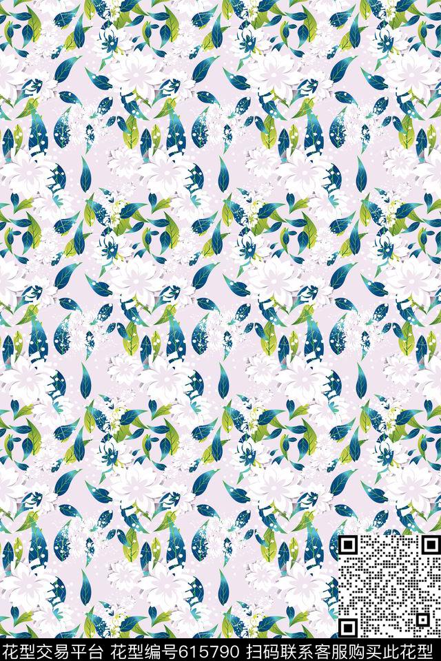 多色碎碎花卉叶子数码印花华亿平台下载（图片编号: 615790） - 瓦栏（Walan）
