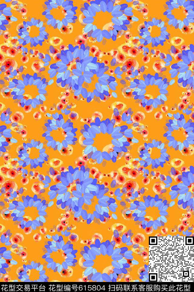 碎碎花卉多色叶子数码印花华亿平台下载（图片编号: 615804） - 瓦栏（Walan）