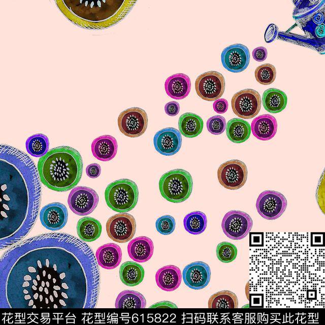 圆点笔触柠檬数码印花华亿平台下载（图片编号: 615822） - 瓦栏（Walan）