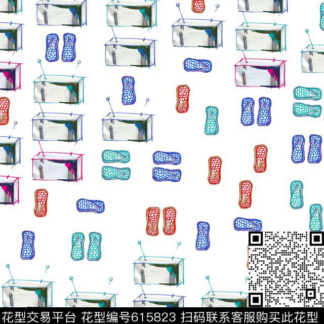 故事性笔触趣味数码印花华亿平台下载（图片编号: 615823） - 瓦栏（Walan）