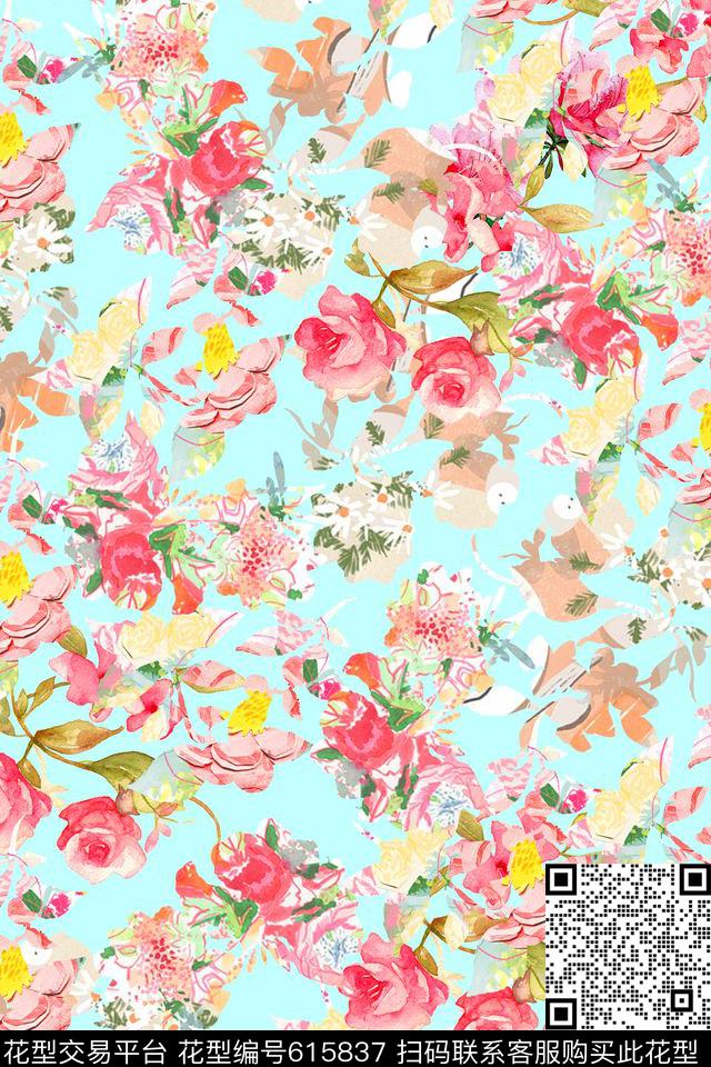 碎花照片剪影女装数码印花华亿平台下载（图片编号: 615837） - 瓦栏（Walan）